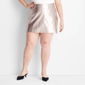 Future Collective Womens Champagne Metallic Mini Skirt SZ XXL NWT faux leather